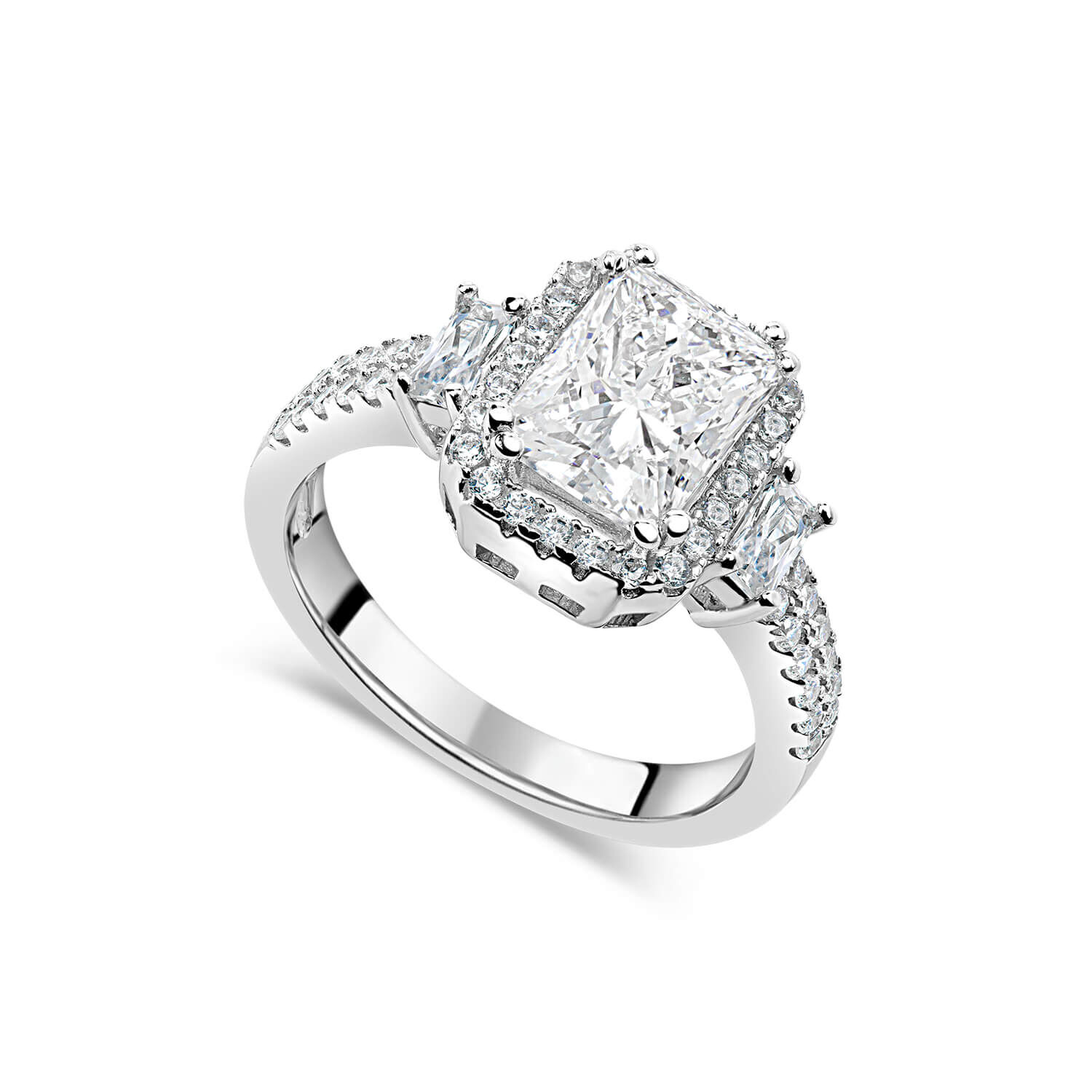 Silver cubic zirconia best sale halo cluster ring