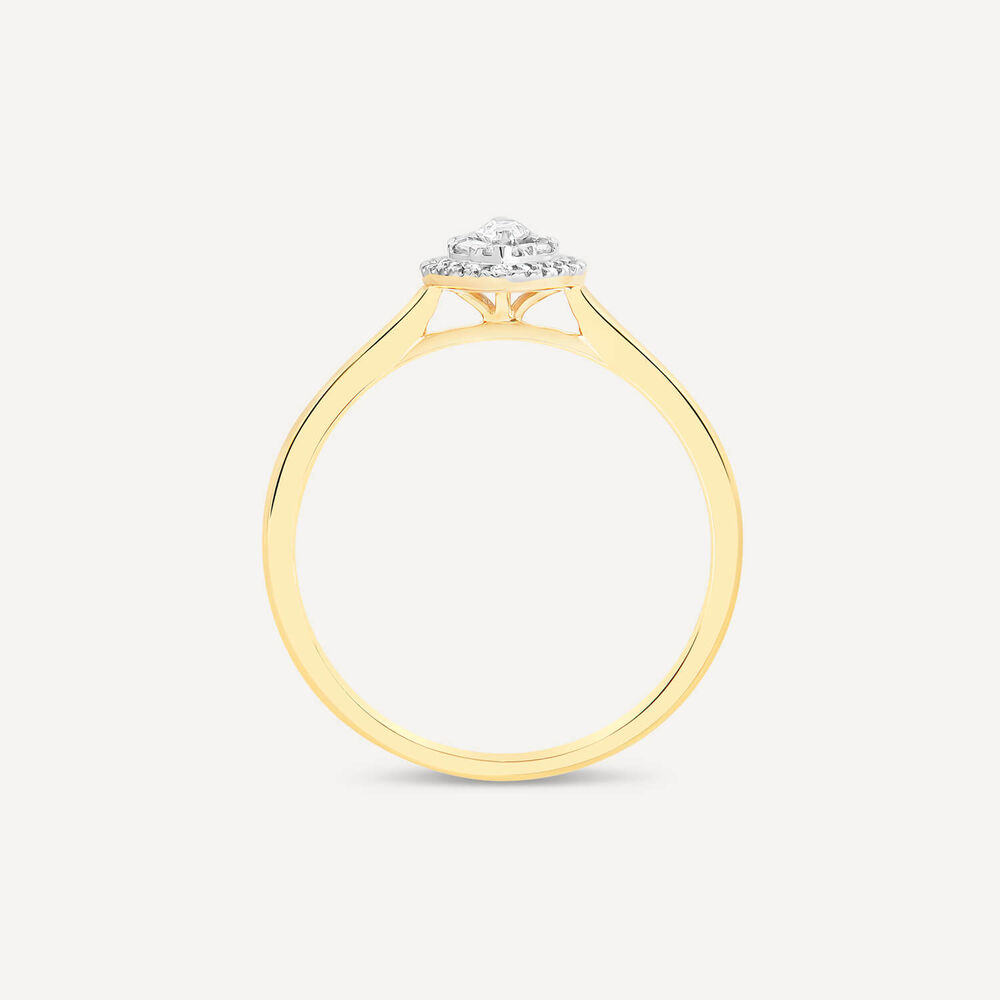 18ct Yellow Gold Marquise Shape 0.25ct Diamond Cluster Engagement Ring image number 3