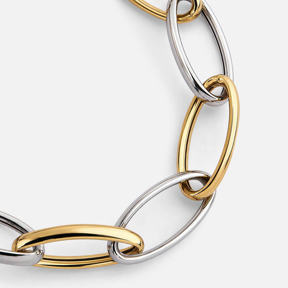 Sterling Silver Two Tone Open Oval Link Bracelet