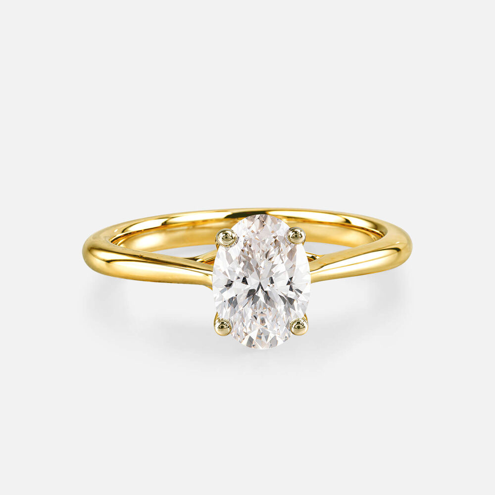 Floral 18ct Yellow Gold 1.00ct Oval Diamond Solitaire Ring