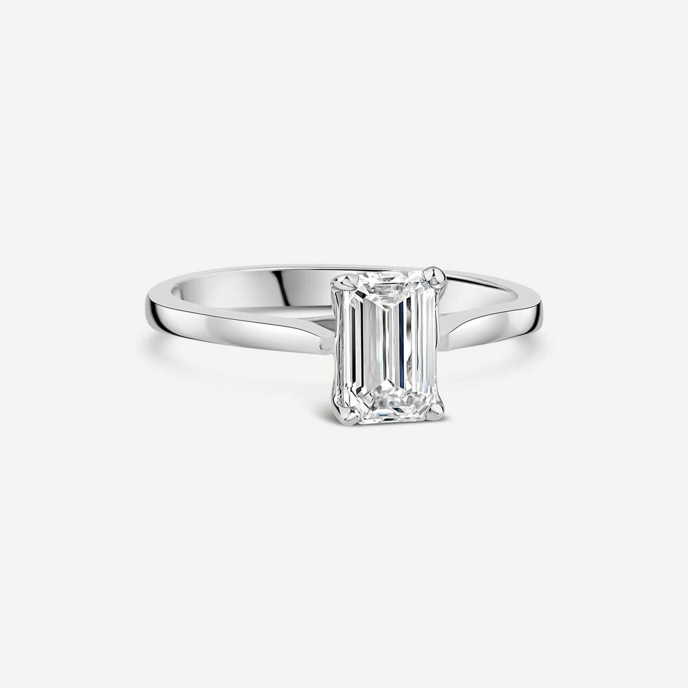 Born Platinum 1ct Lab Grown Emerald Cut Diamond Ring image number 2