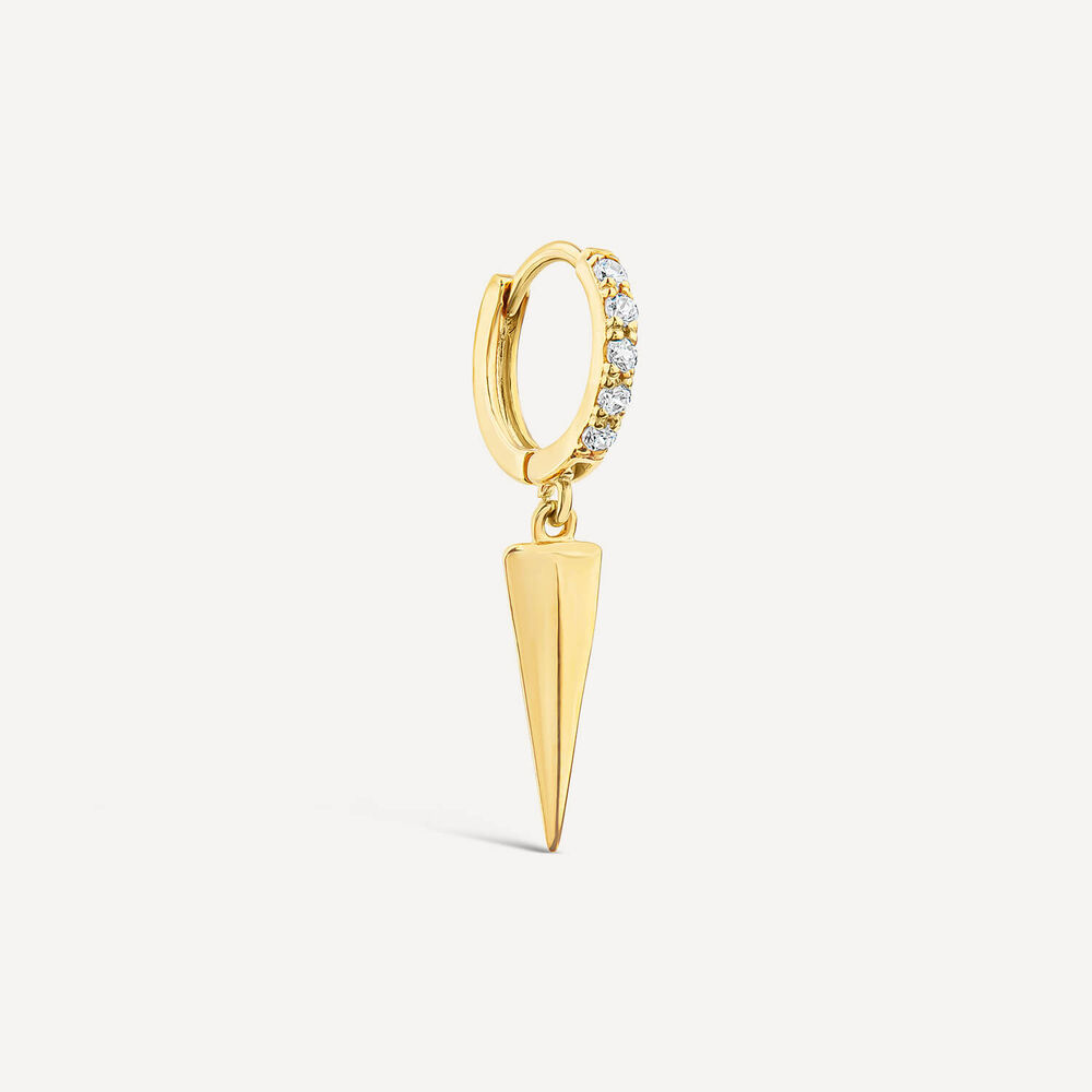 9ct Yellow Gold Polished Spear Cubic Zirconia Single Drop Earring image number 1