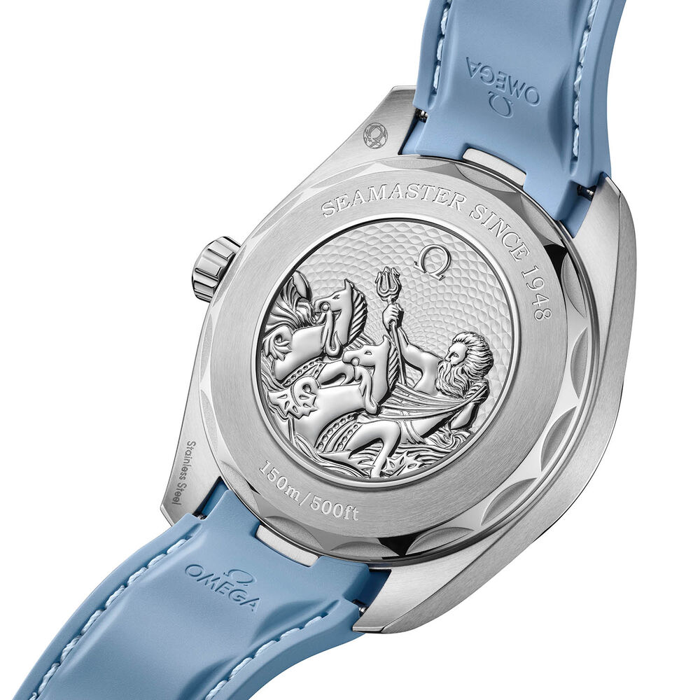 OMEGA Seamaster Aqua Terra 150M Gmt Worldtimer 43mm Summer Blue Dial Rubber Strap Watch image number 3