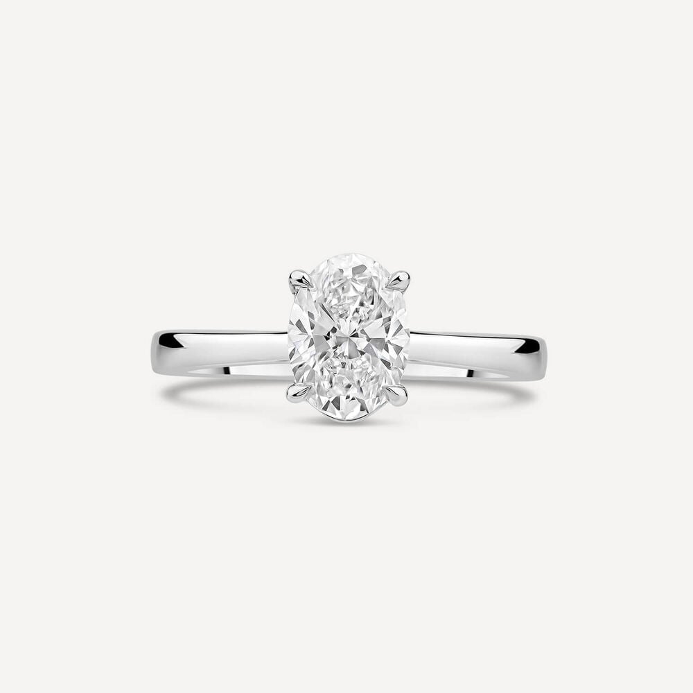 18ct White Gold Lab Grown 1ct Oval Diamond Engagement Ring image number 1