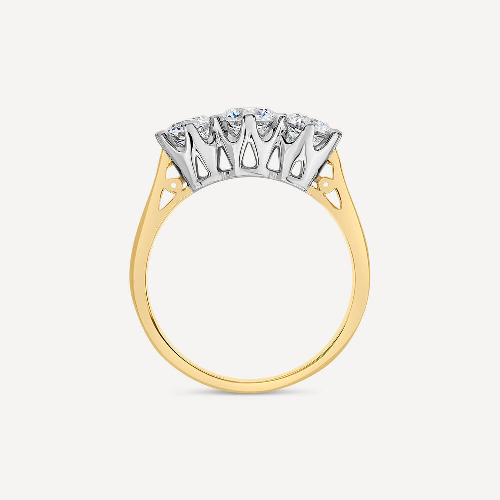 18ct Yellow Gold 1.25ct 3 Stone Diamond Ring image number 4