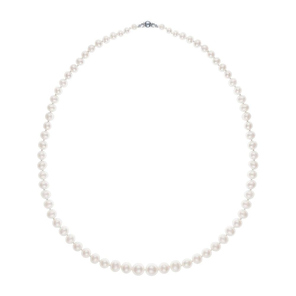 9ct white gold 4.5-8.5mm freshwater cultured pearl necklace image number 0