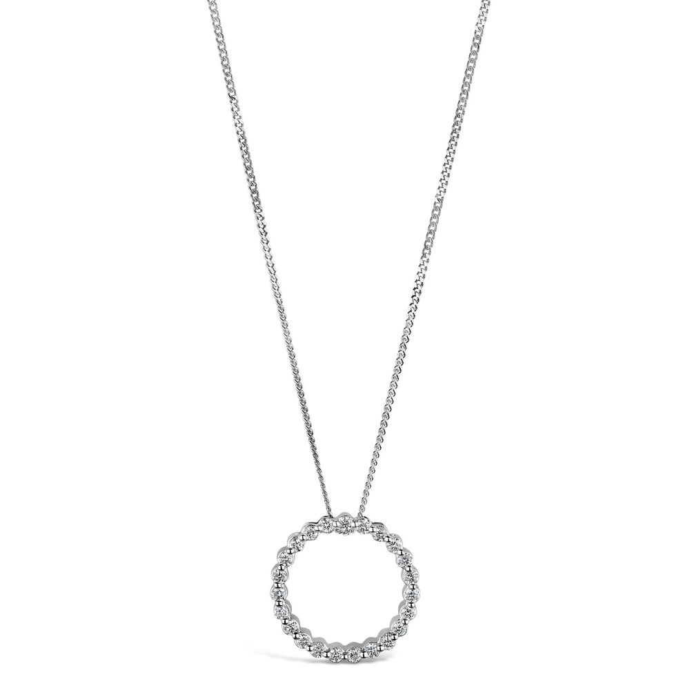 9ct White Gold 0.15ct Diamond Circle Pendant image number 0