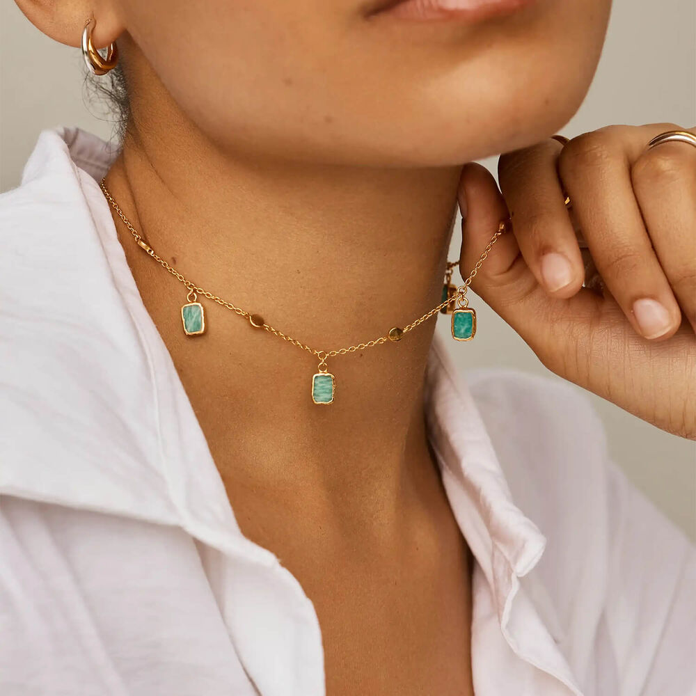 Missoma 18ct Gold Plated Brass Lena Amazonite Charm Choker Necklace