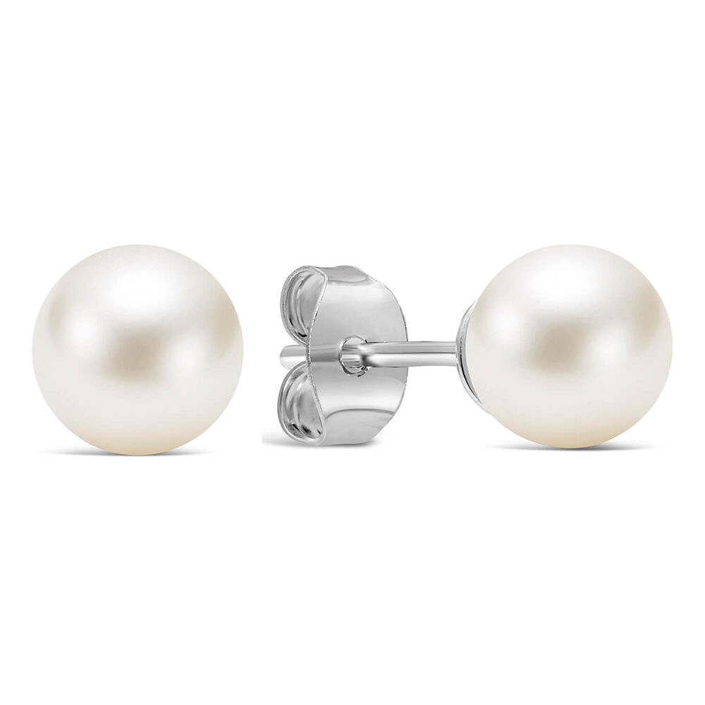 Sterling Silver Freshwater 6-6.5mm Pearl Stud Earrings