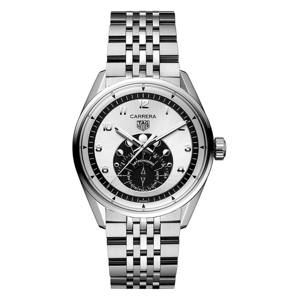 TAG Heuer Carrera Astronomer 39mm Silver Dial Steel Bracelet Watch