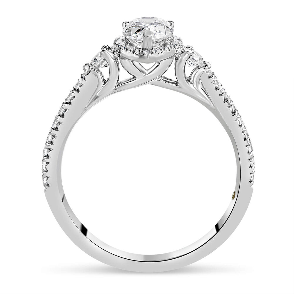 Northern Star 0.85ct Pear Halo Diamond Shoulders 18ct White Gold Ring image number 2