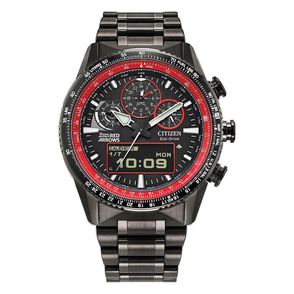 Citizen Red Arrows Promaster Skyhawk 43mm Black Dial Ion Plated Steel Bracelet Watch