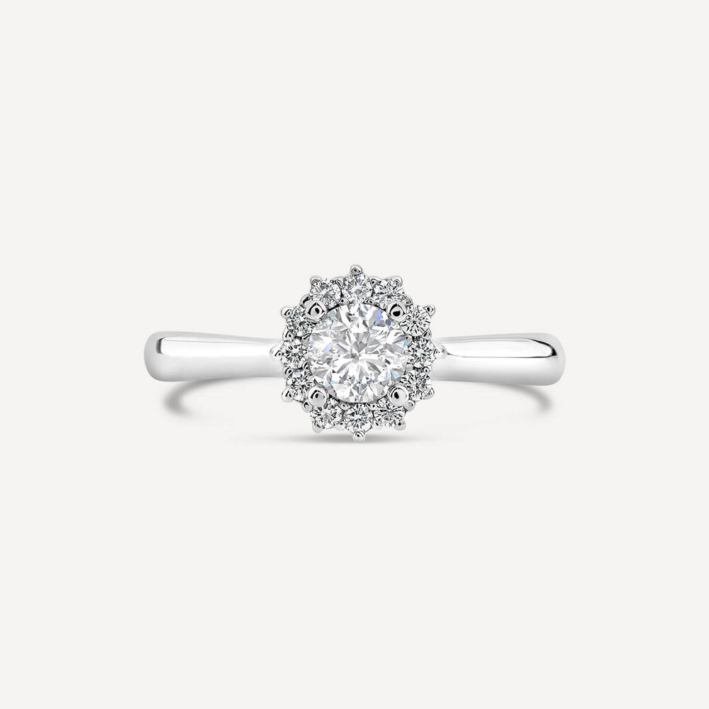 18ct White Gold Northern Star 0.55ct Diamond Classic Halo Ring