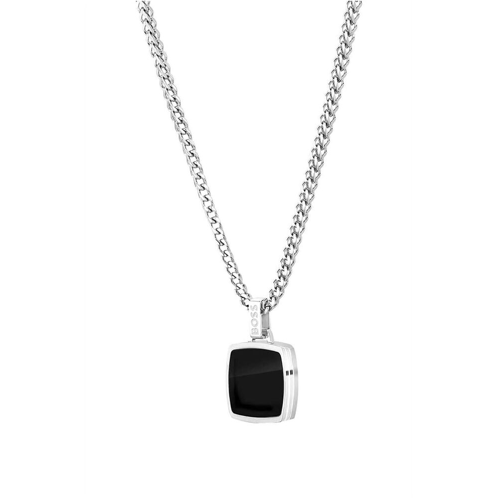 BOSS Black Reversible Pendant Steel Chain Necklace
