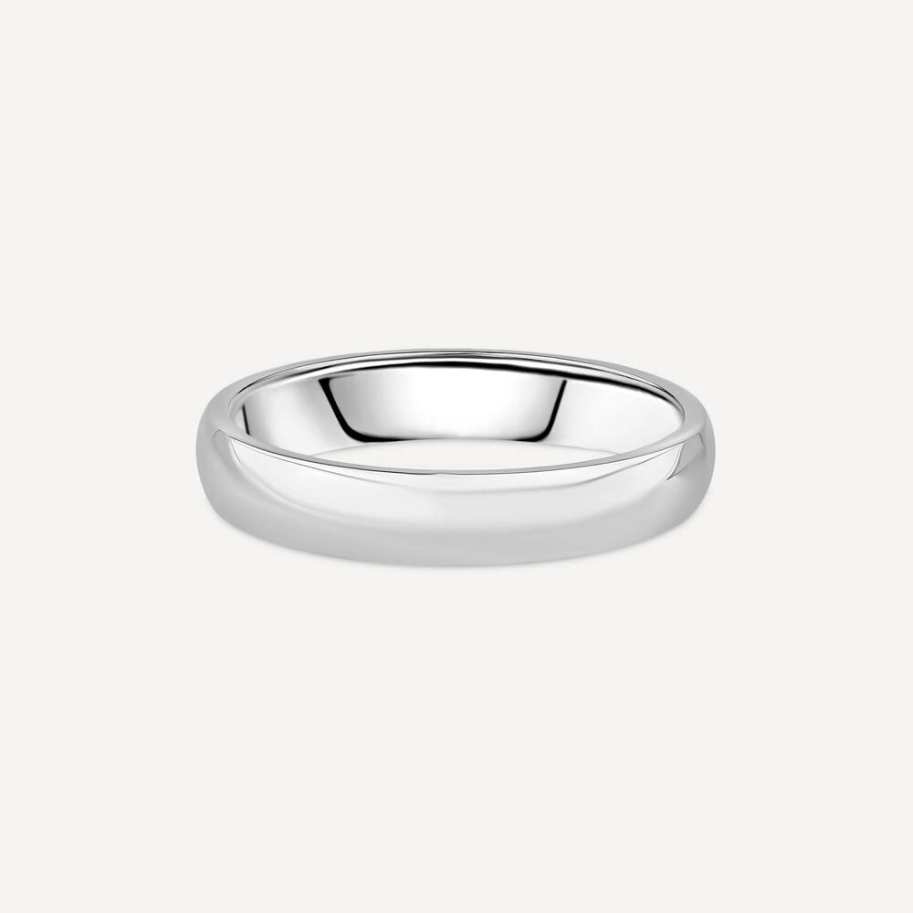 9ct White Gold 4mm Plain D-Shape Wedding Ring image number 2