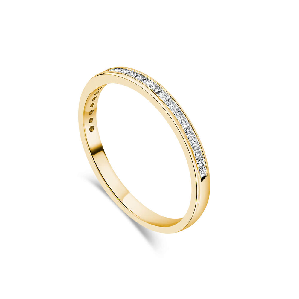 18ct Yellow Gold 2mm 0.25ct Diamond Princess Cut Channel Set Wedding Ring