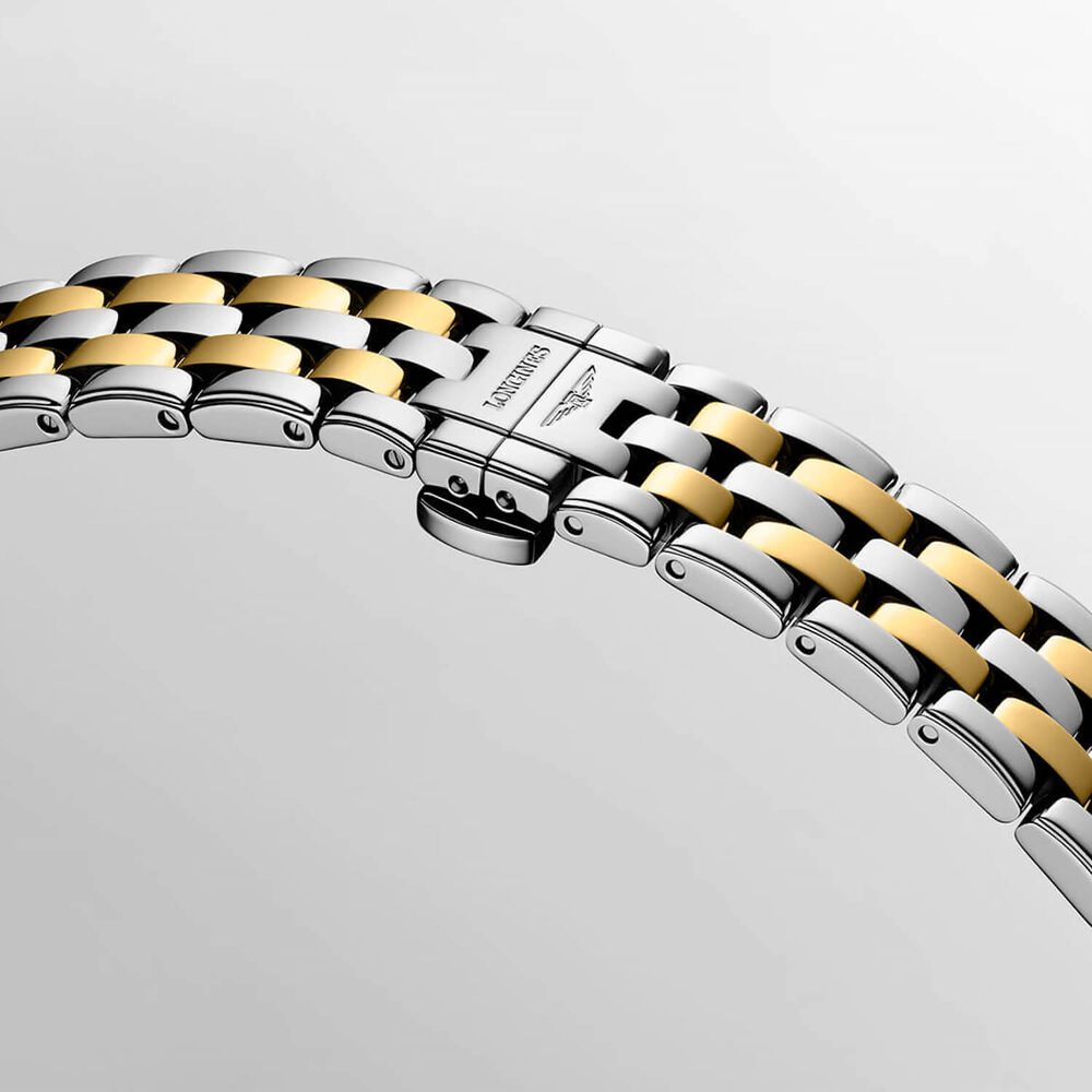 Longines Elegance Flagship Classic 30mm White Dial Diamond Dots Gold PVD Steel Bracelet Watch image number 5