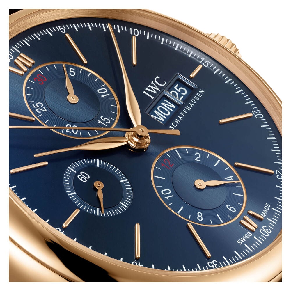 IWC Schaffhausen Portofino Chronograph Blue Dial Black Strap Watch image number 3