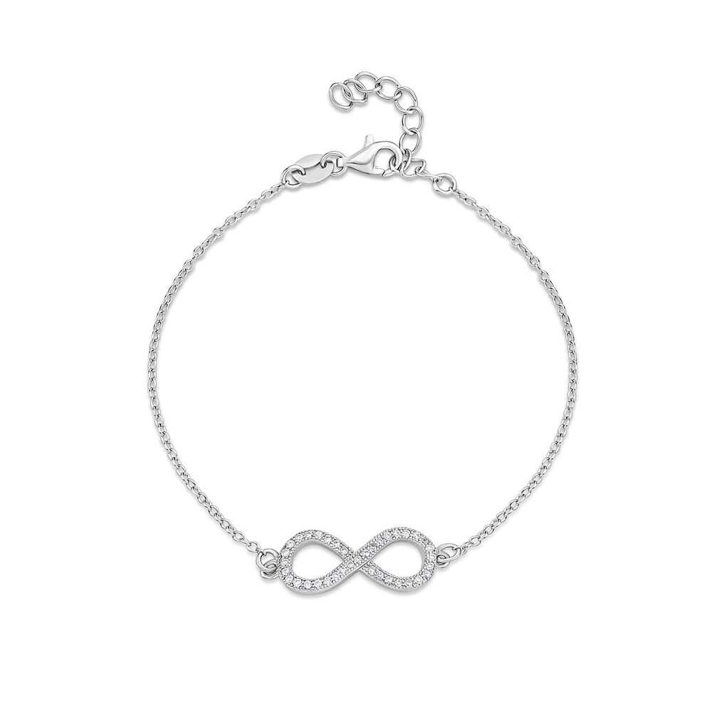 Sterling Silver Cubic Zirconia Infinity Chain Bracelet image number 0