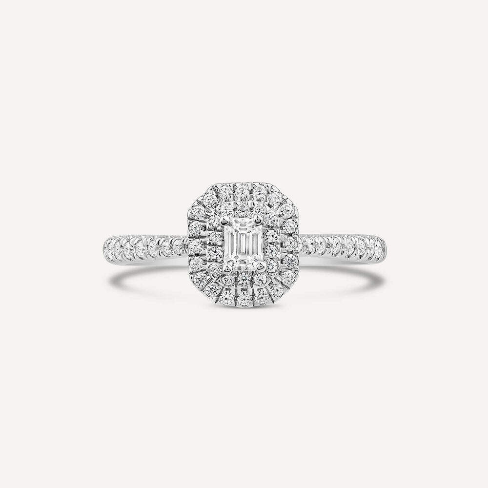 The Orchid Setting 18ct White Gold Emerald Cut Double Row 0.50ct Diamond Ring image number 1