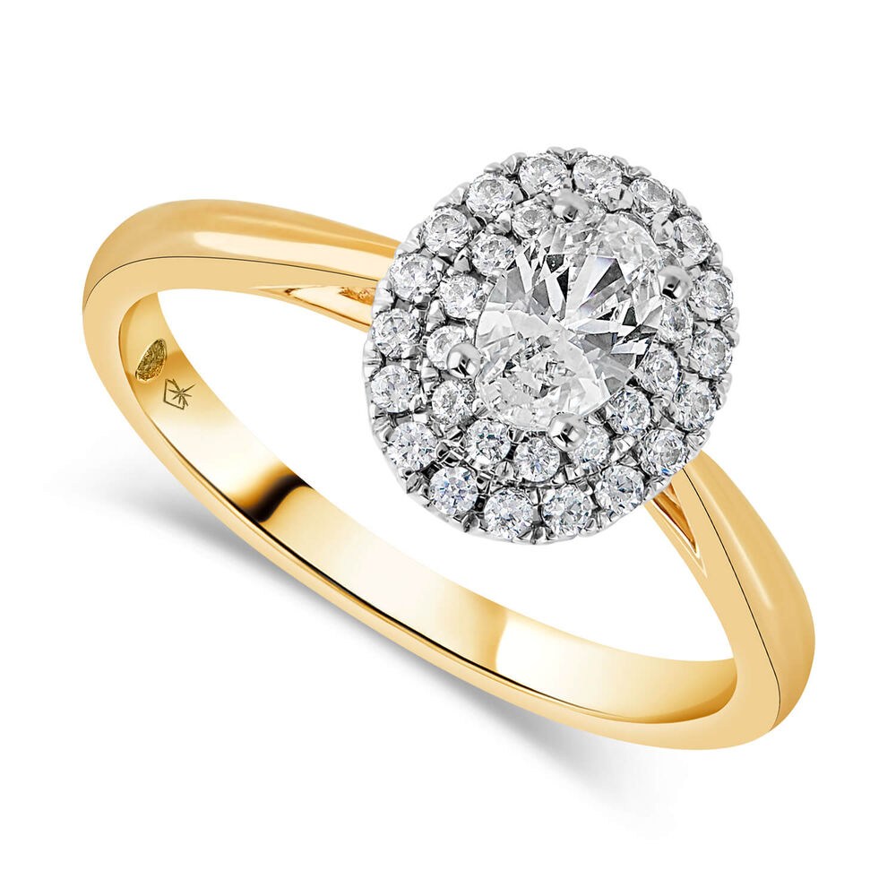 Northern Star 0.50ct Oval Diamond Double Halo 18ct Yellow Gold Ring