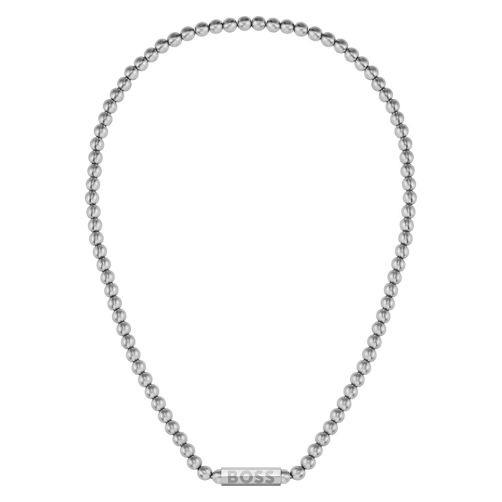 BOSS Stainless Steel Beaded Necklace image number 0