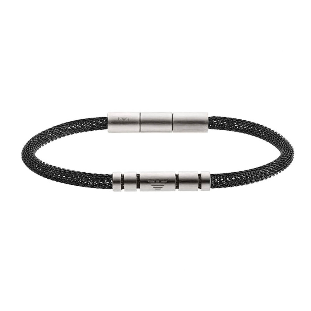 Emporio Armani GTS Slim Black Cord 3 Barrell Bracelet image number 0