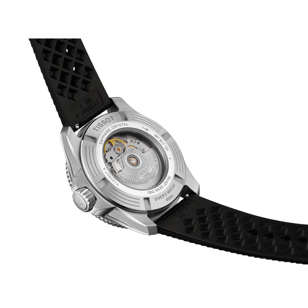 Tissot Seastar 2000 44mm Orange Dial Black Leather Strap Watch