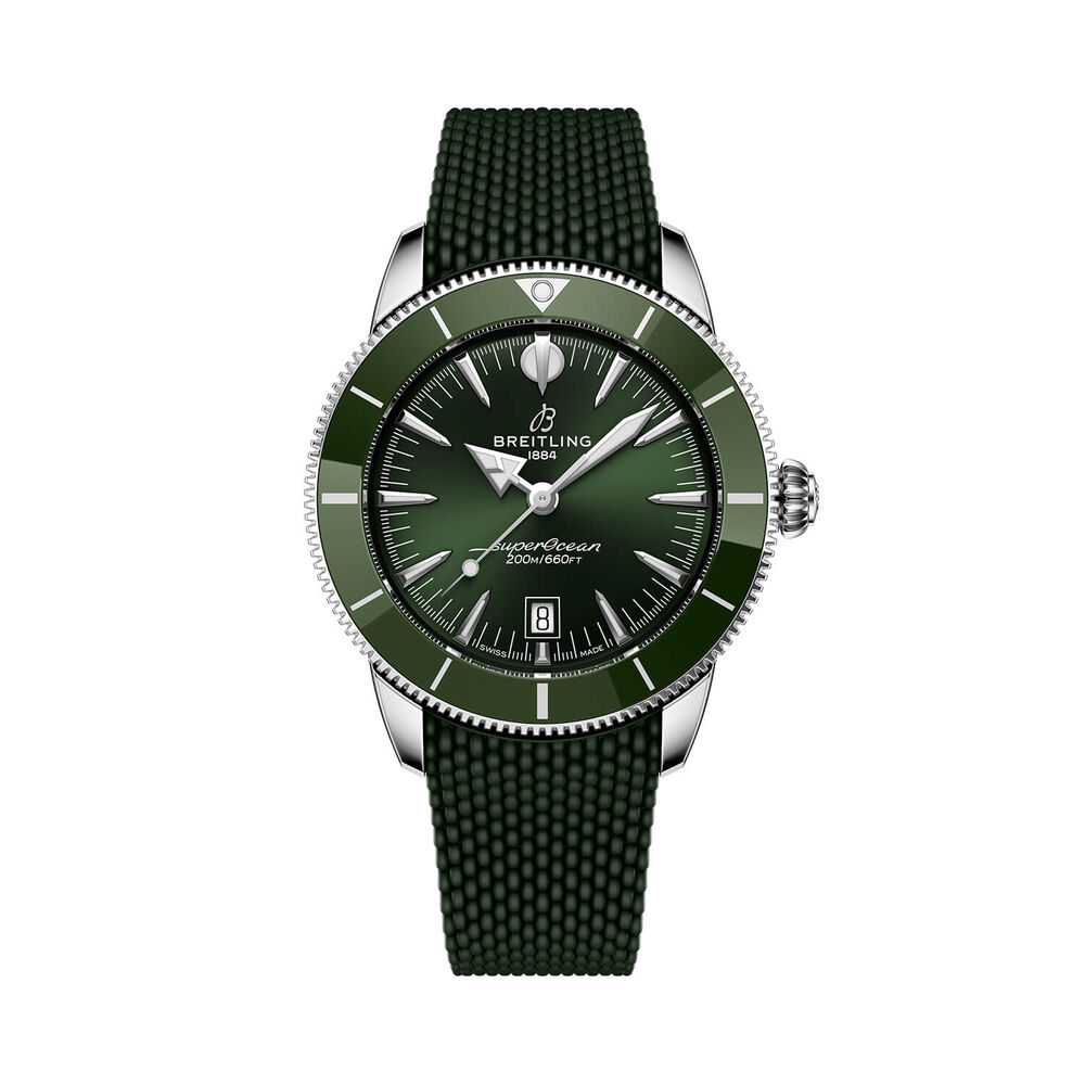Breitling Superocean Heritage B31 Automatic 44mm Green Dial Mesh Rubber Strap Watch