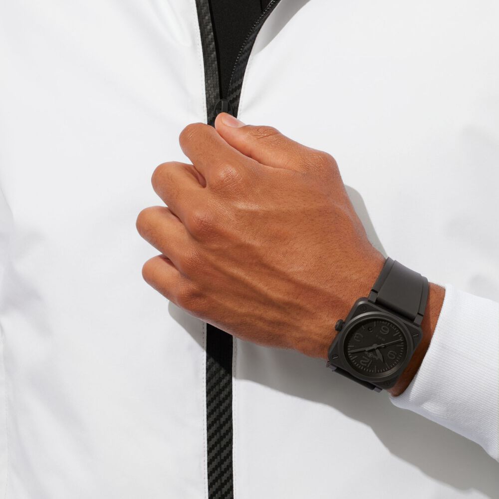 Bell & Ross BR 03 41mm Phantom Black Dial Ceramic Case Rubber Strap Watch image number 3