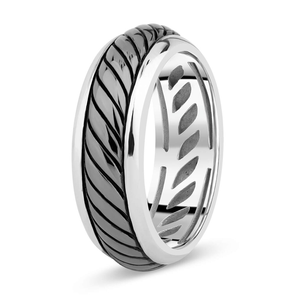 Gents Sterling Silver Oxidised Twist Band