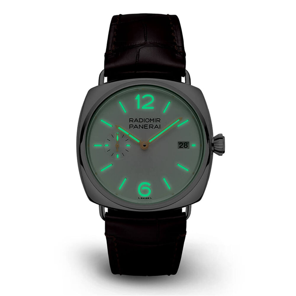 Panerai Radiomir Quaranta 40mm White Dial Rose Gold Indexes Brown Strap Watch