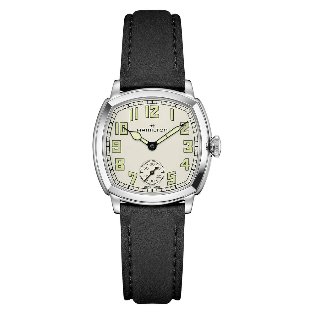 Hamilton American Classic 30mm Beige Dial Black Leather Strap Watch