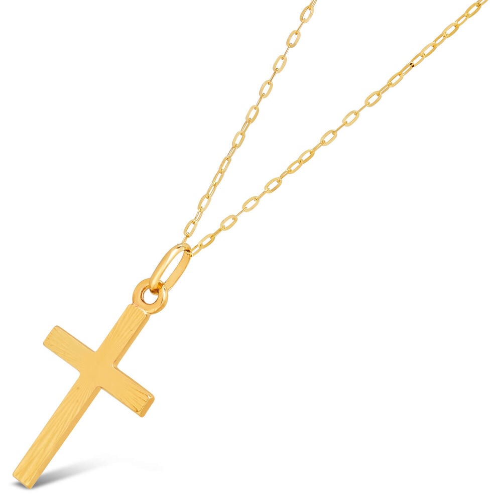 9ct Gold Cross Pendant (Chain Included) image number 1