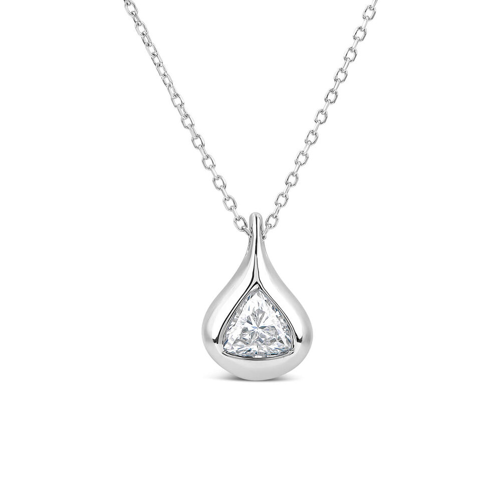 Born Orbit 9ct White Gold Lab Grown 0.50ct Trillion Cut Diamond Pendant image number 0