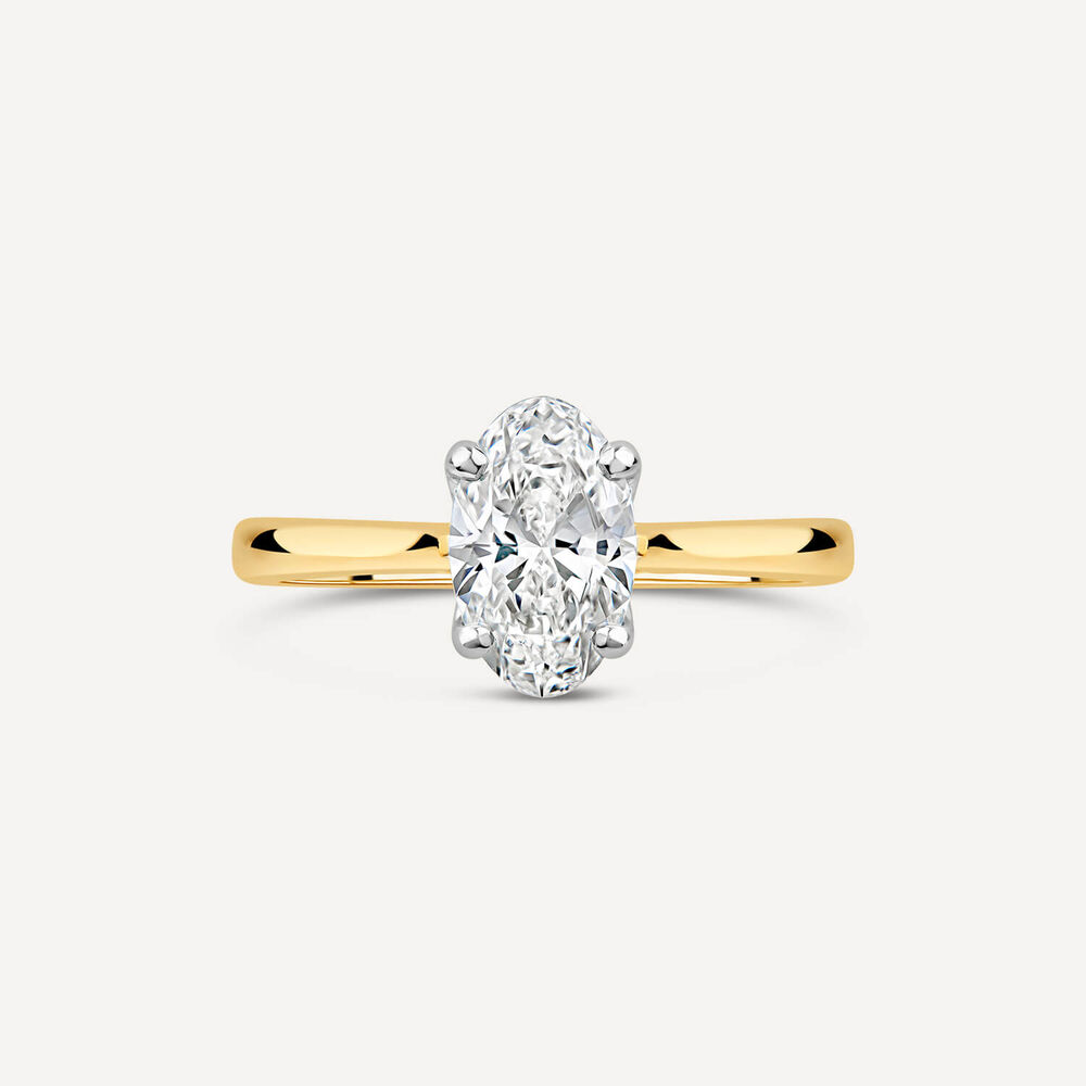 Born 18ct Yellow Gold Lab Grown 1.20ct Solitaire Oval Diamond Ring image number 2