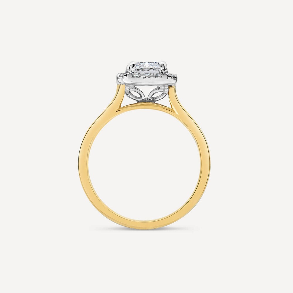 Born 18ct Yellow Gold 1.72ct Lab Grown Emerald Cut Halo Diamond Ring image number 1