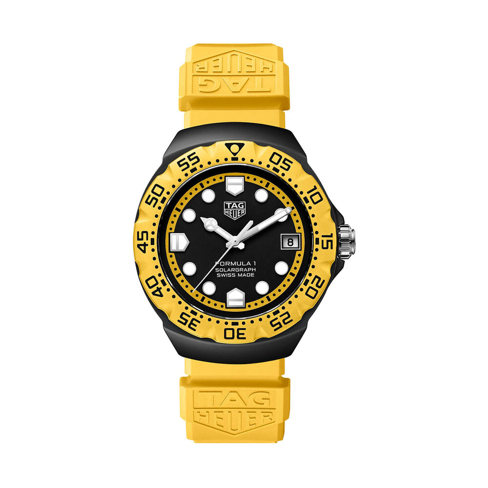 TAG Heuer Formula 1 Solargraph 38mm Black Dial Yellow Bezel Rubber Strap Watch