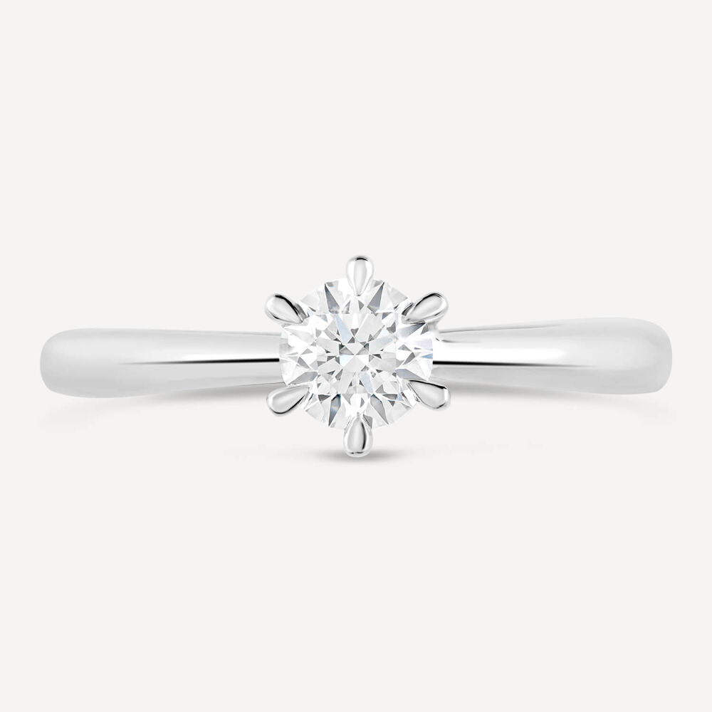 Platinum 0.31ct Round Diamond Six Claw Solitaire Ring image number 1