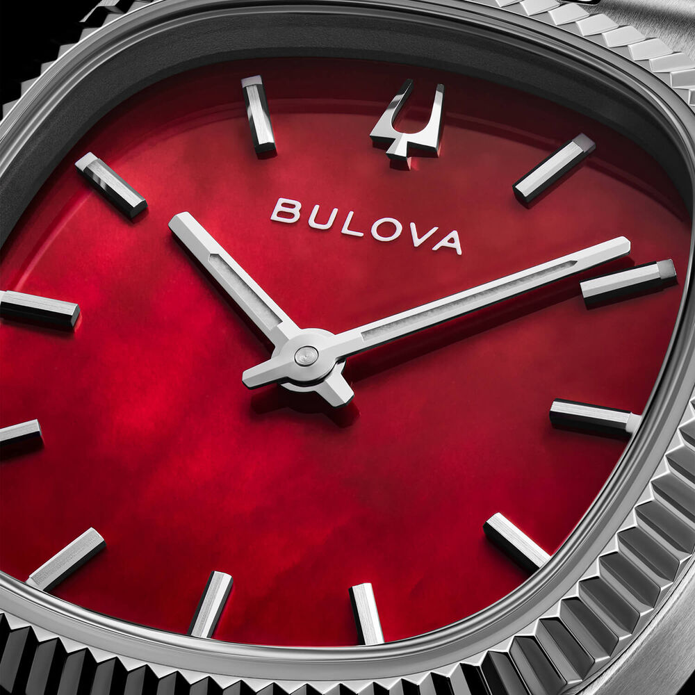 Bulova Super Seville Mini 25mm Red Dial Stainless Steel Bracelet Watch