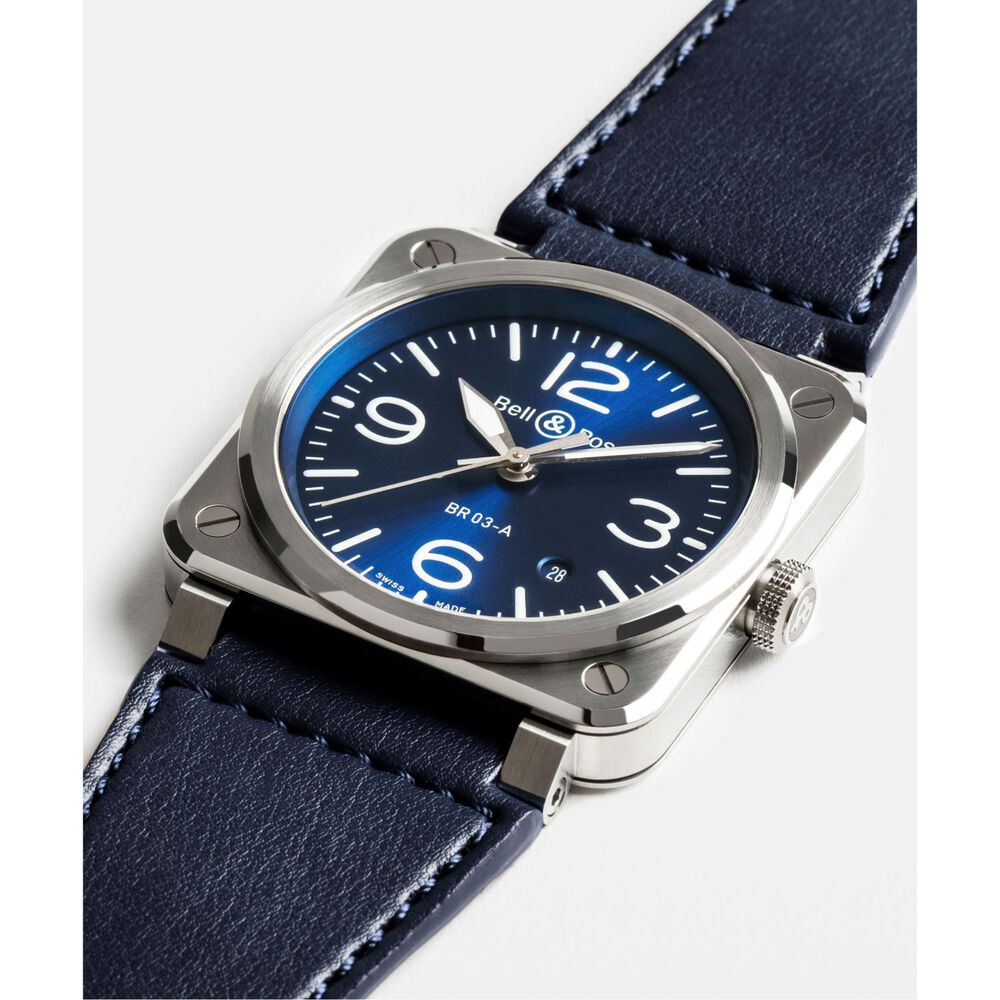 Bell & Ross BR-03 Auto 41mm Blue Dial Leather Strap Watch image number 2