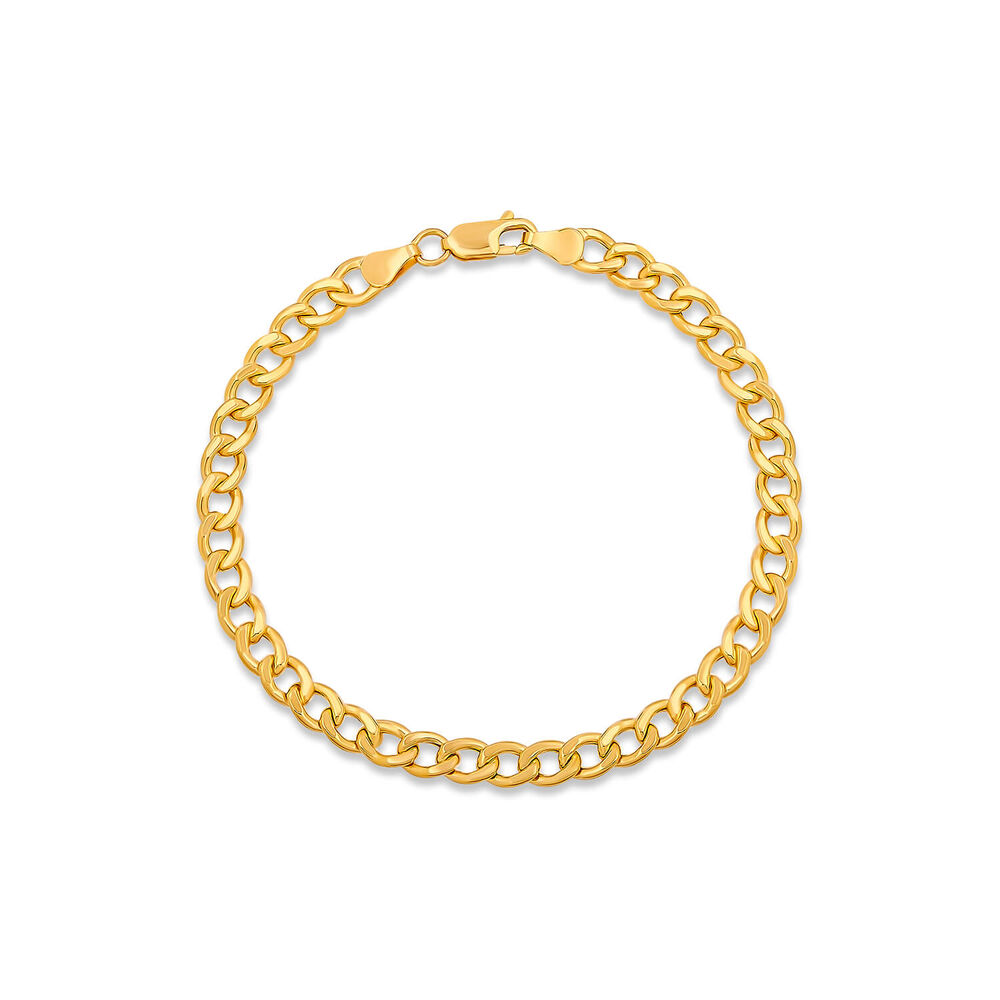 9ct Yellow Gold Oval Curb Chain Bracelet image number 0