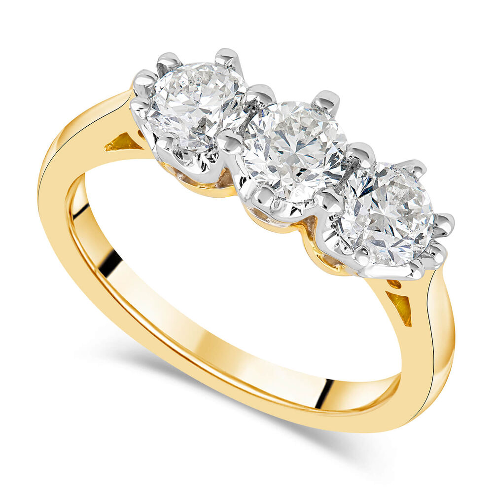 18ct Yellow Gold Diamond 3 Stone Graduated 1.25ct Ring