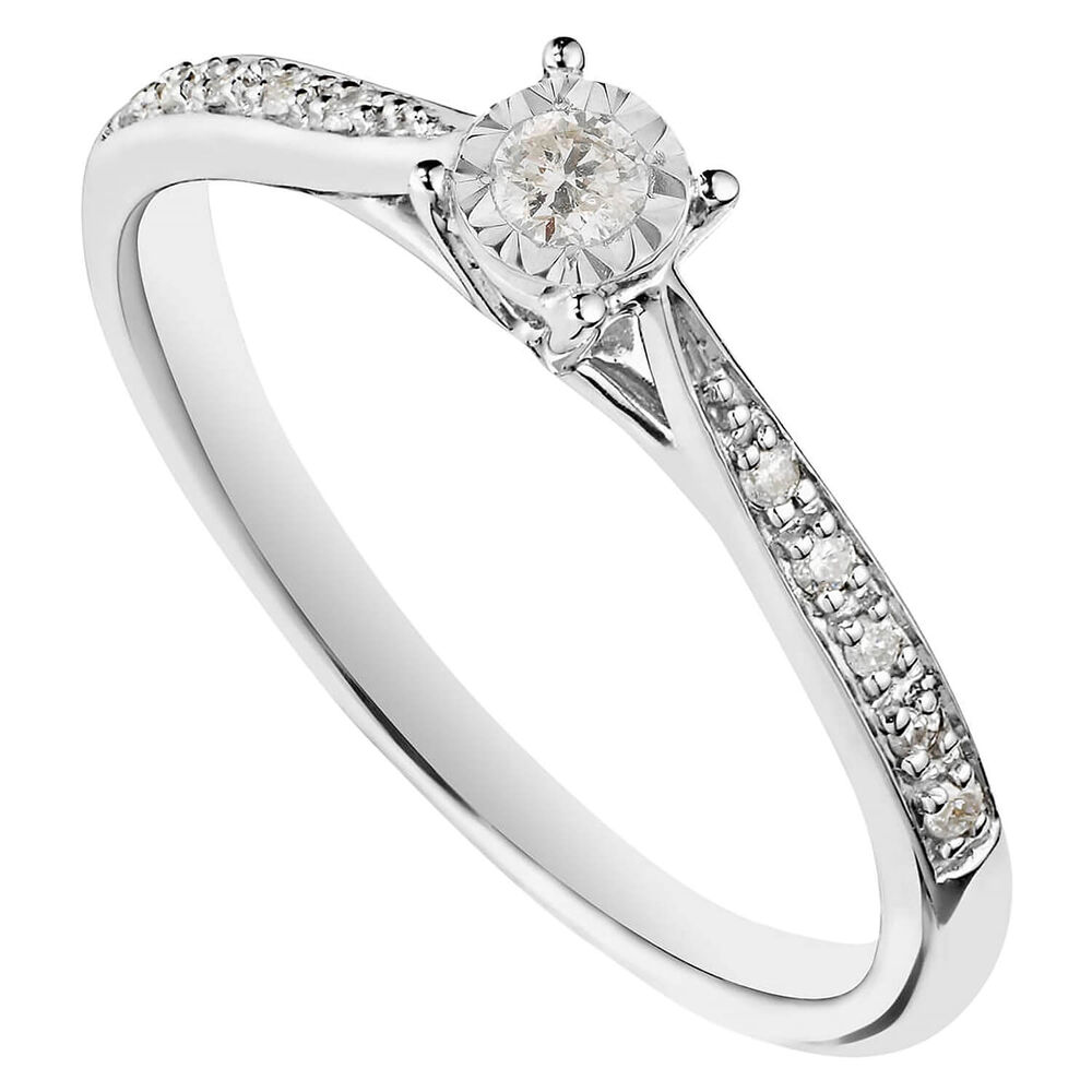 9ct white gold 0.16 carat diamond ring image number 0