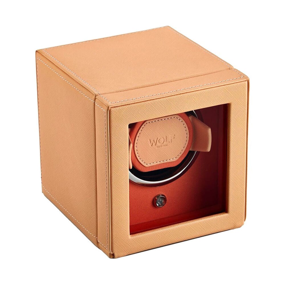 WOLF Cub Seltzer Peach & Orange Single Watch Winder With Cover