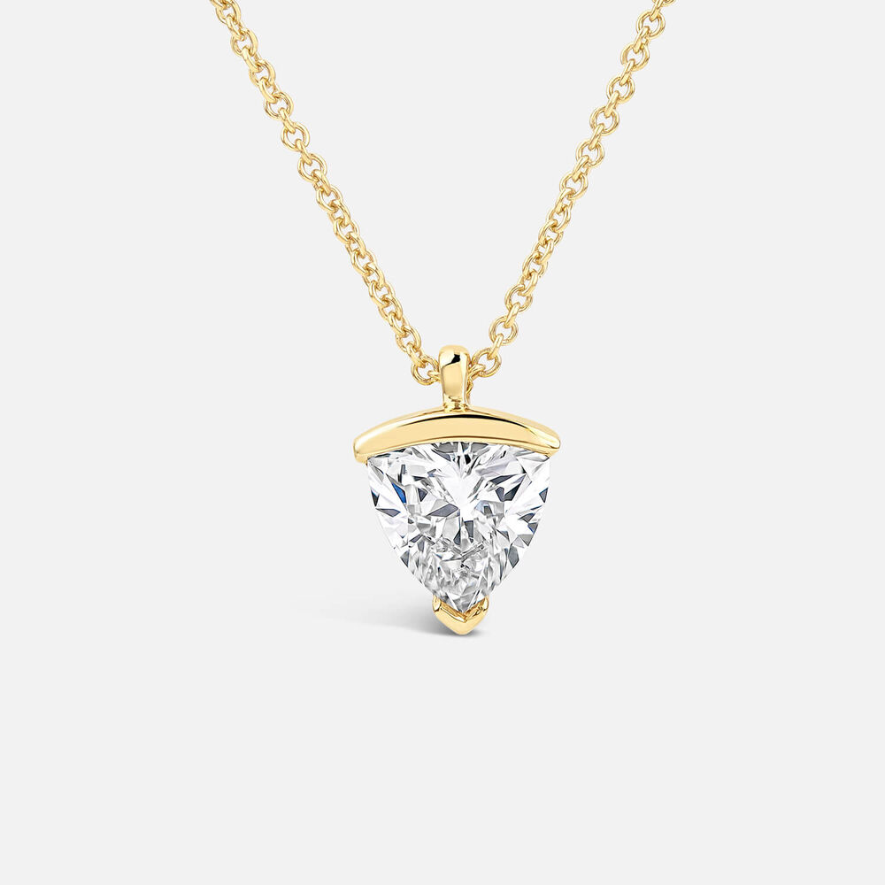 Born 1ct Classic 9ct Yellow Gold Lab Grown 1.00ct Trillion Cut Diamond Pendant