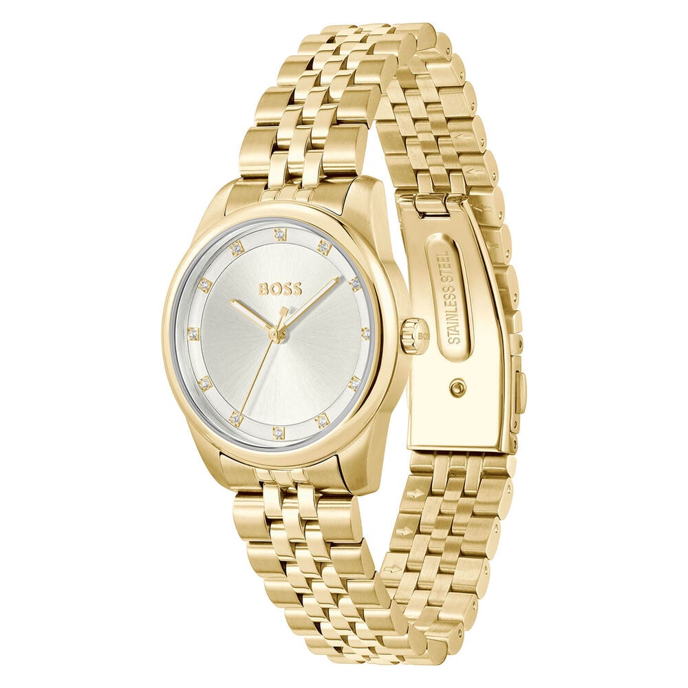 BOSS Graceful Precious 32mm Silver Dial Gold Tone Steel Bracelet Watch image number 2