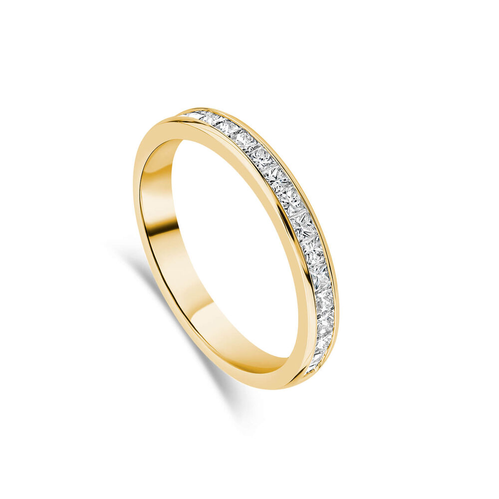 9ct Yellow Gold 2.5mm 0.45ct Princess Cut Diamond Wedding Ring