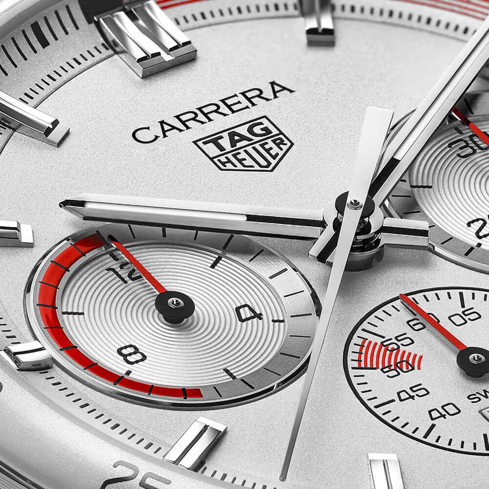 TAG Heuer Carrera Chronosprint x Porsche 42mm Grey Dial Black Leather Strap Watch image number 2