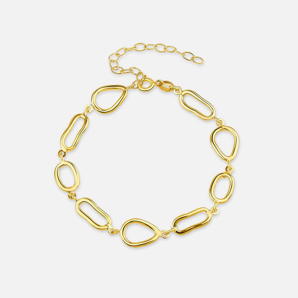 Yellow Gold Plated Sterling Silver Open Tear Loop Bracelet